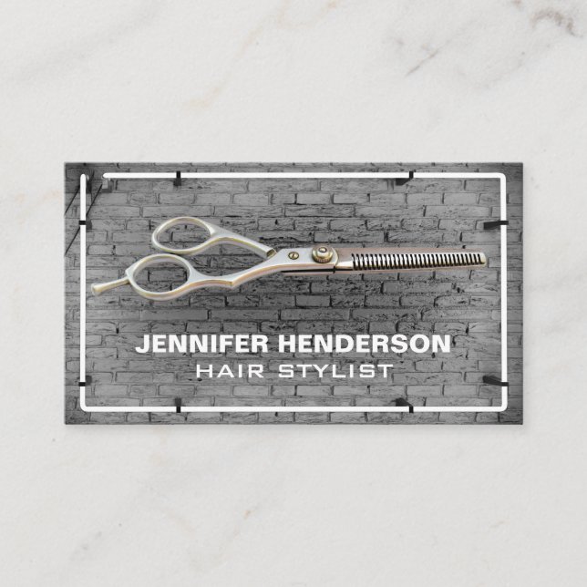 Salon Scissors | Brick Wall Lights Business Card (Front)