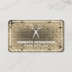 Salon Scissors   Brick Wall Neon Lights Business C Card