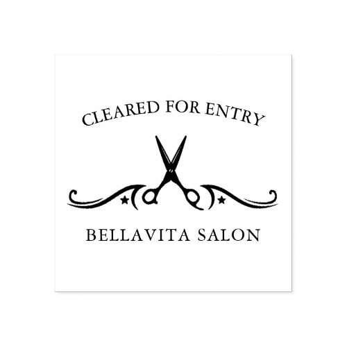Custom Rubber Stamps 11 Salon Scissors Covid Temperature Cleared Entry Rubber Stamp
