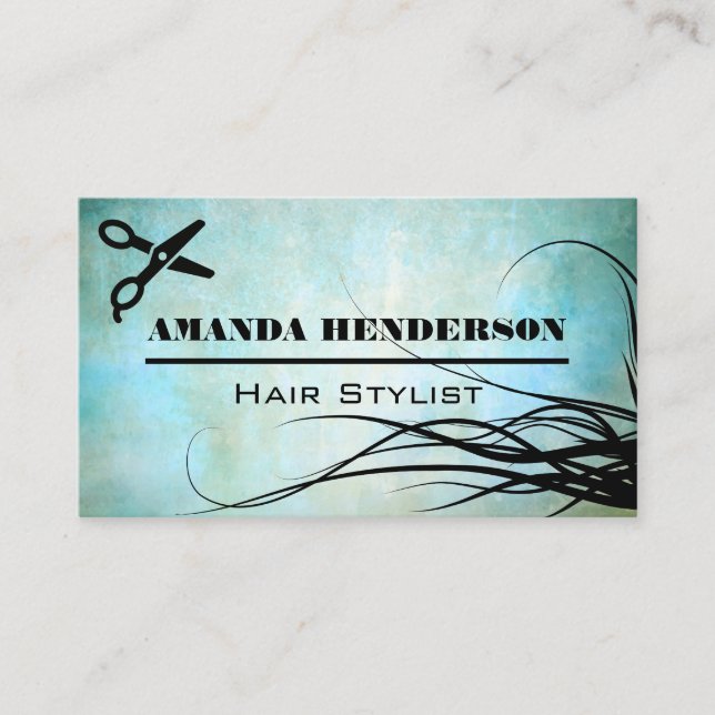 Salon Scissors | Hair Flowing  Business Card (Front)