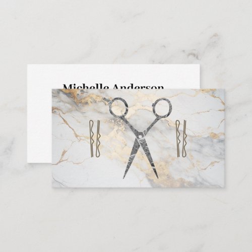 Salon Scissors  Hair Pins  Marble Appointment Card