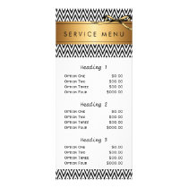 salon service menu black stripes modern chic