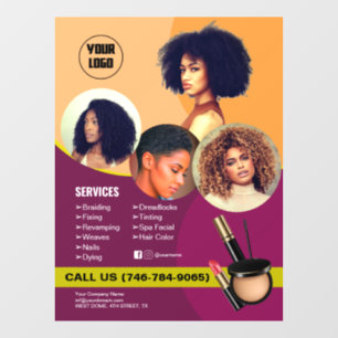 Salon Services Editable Window Cling