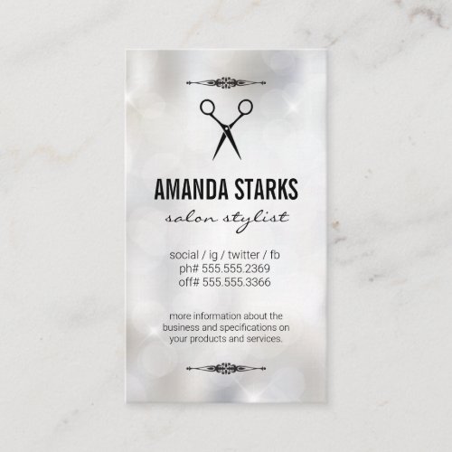 Salon Shears  Bokeh Sparkle Background Business Card