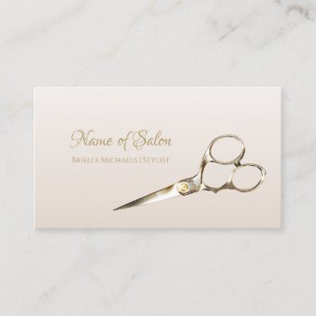 Salon Shears Elegant Gold  Hair Cutting Scissors Business Card by GirlyBusinessCards at Zazzle