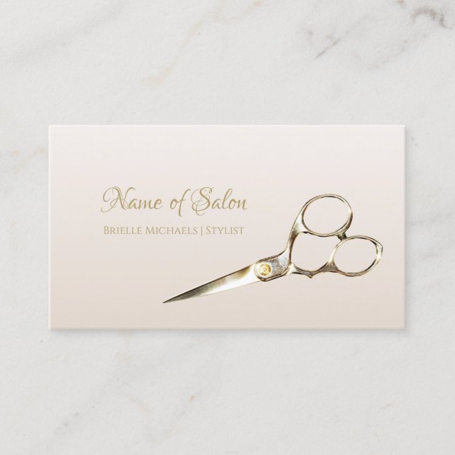 Salon Shears Elegant Gold  Hair Cutting Scissors Business Card (Front)