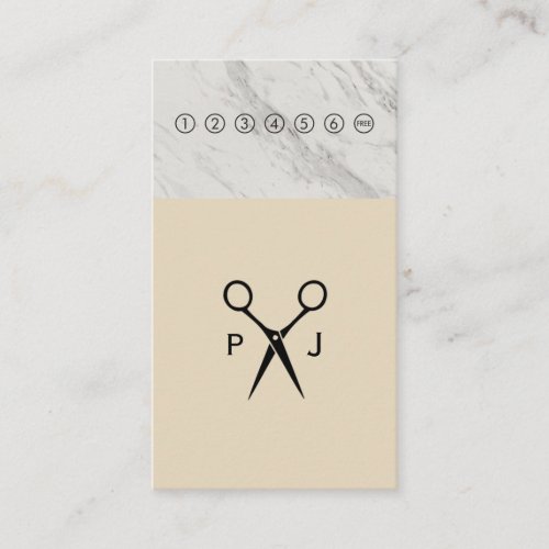 Salon Shears Monogram Marble Trim Punch Card