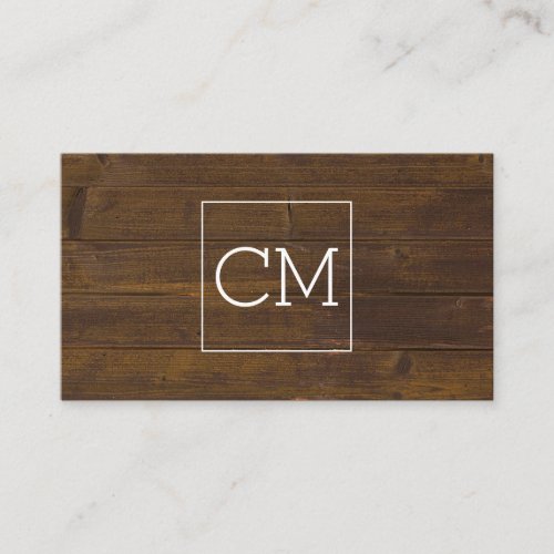 Salon Shears Rustic Monogram Wood Appointment Card