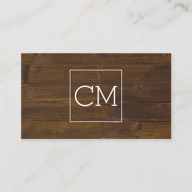 Salon Shears Rustic Monogram Wood Appointment Card (Front)