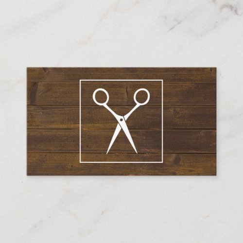 Salon Shears Rustic Wood Appointment Card