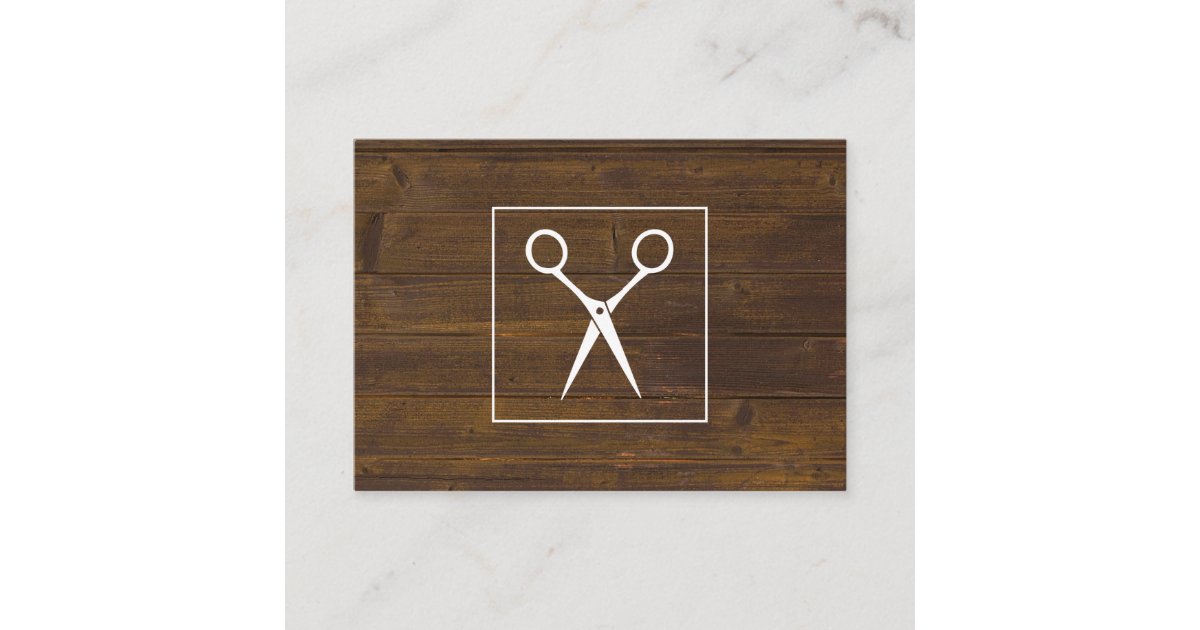 Salon Shears Rustic Wood Appointment Card