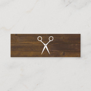 Salon Shears Rustic Wood Mini Business Card