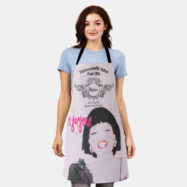 Salon Spa Apron Text Glamorous Face Sparkles (Worn)