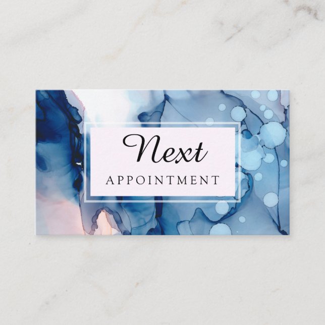 *~* Salon & Spa Blue Chic Abstract Artistic Appointment Card (Front)