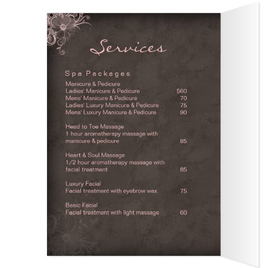 Salon Spa Brochure Pink Taupe Floral (Inside (Left))