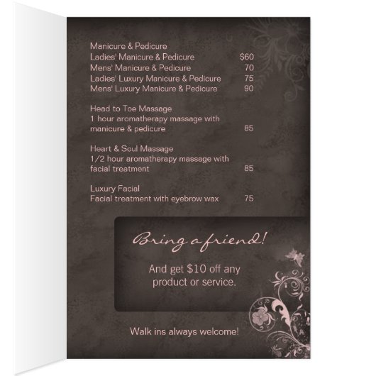 Salon Spa Brochure Pink Taupe Floral (Inside (Right))