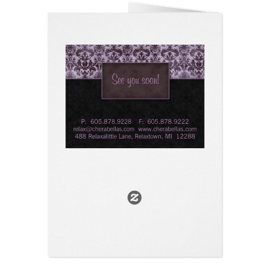 Salon Spa Brochure Purple Damask (Back)