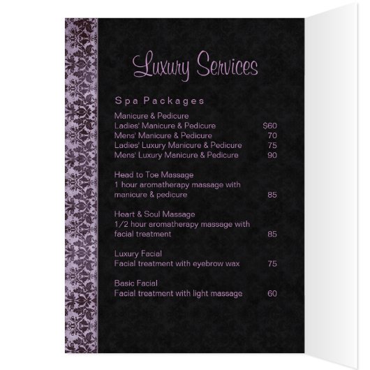 Salon Spa Brochure Purple Damask (Inside (Left))
