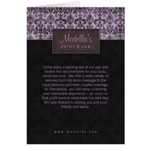 Salon Spa Brochure Purple Damask (Front)
