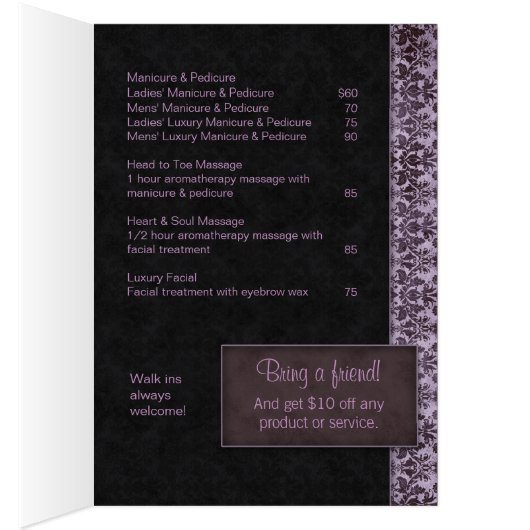 Salon Spa Brochure Purple Damask (Inside (Right))