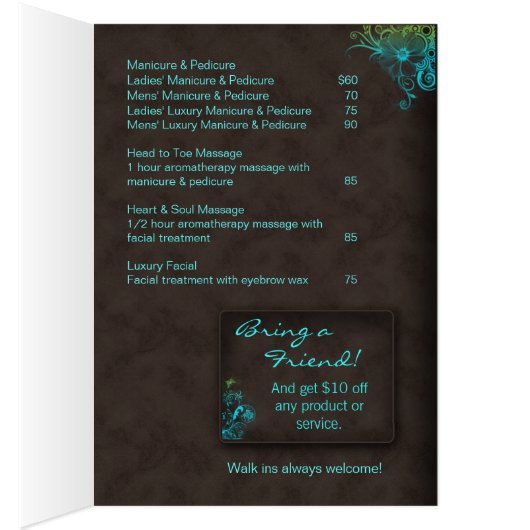 Salon Spa Brochure Turquoise Blue Green (Inside (Right))