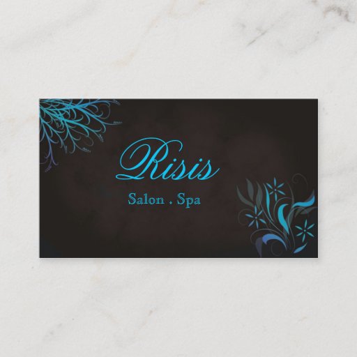 Customizable Salon Spa Business Card Blue Turquoise on Black