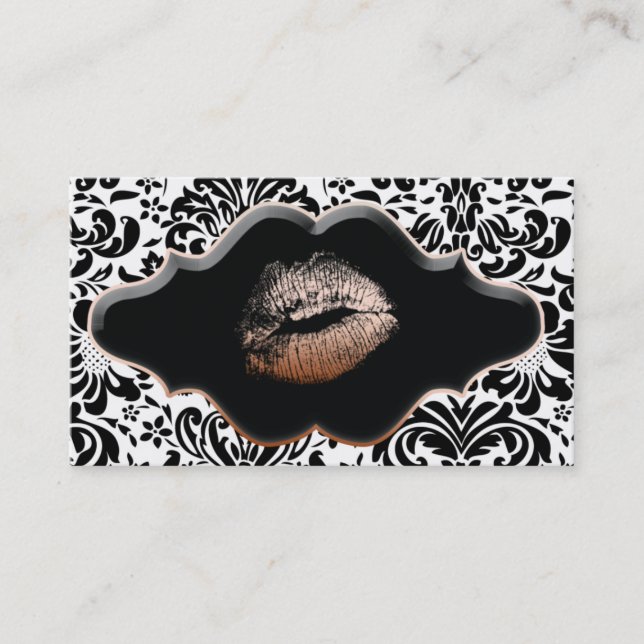 Salon Spa Business Card Bronze Gold Lips (Front)