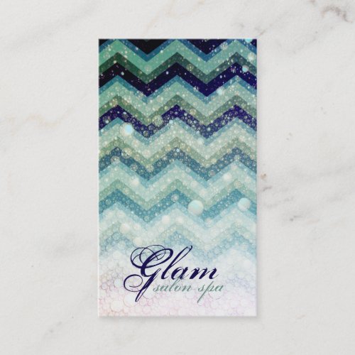 Salon Spa Business Card Chevron blue green Shiny