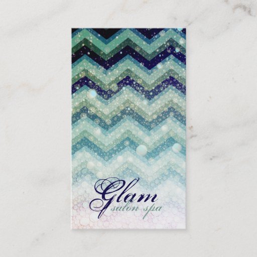 Customizable Salon Spa Business Card Chevron blue green Shiny