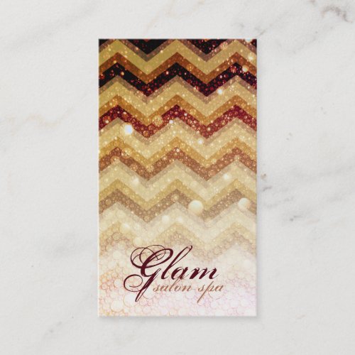 Salon Spa Business Card Chevron Gold Champagne