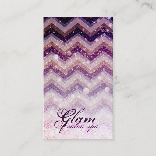 Customizable Salon Spa Business Card Chevron Purple Shiny