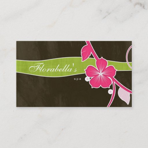 Customizable Salon Spa Business Card Floral Pink Brown Tropical