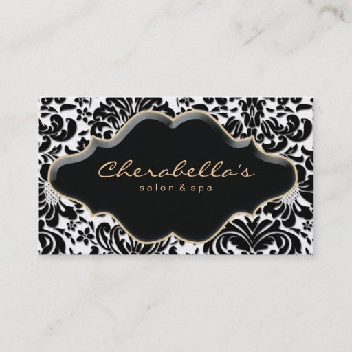 Customizable Salon Spa Business Card Gold Finish Damask