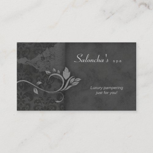 Salon Spa Business Card gray / grey aged damask