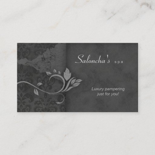 Customizable Salon Spa Business Card gray / grey aged damask