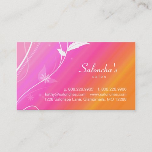 Salon Spa Business Card leaf pink orange