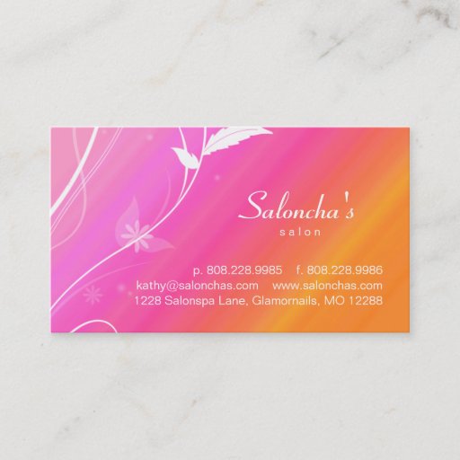 Customizable Salon Spa Business Card leaf pink orange