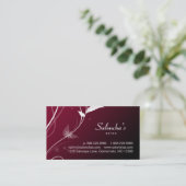 Salon Spa Business Card leaf red black (Standing Front)