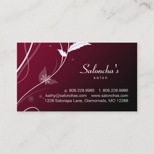 Customizable Salon Spa Business Card leaf red black