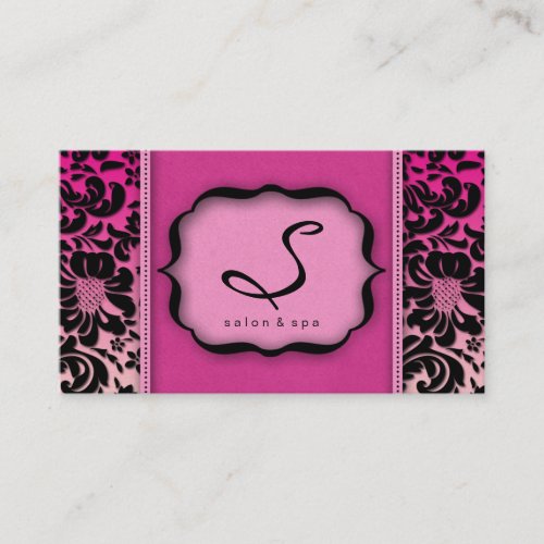 Salon Spa Business Card Pink Damask Floral