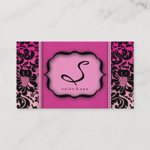 Customizable Salon Spa Business Card Pink Damask Floral
