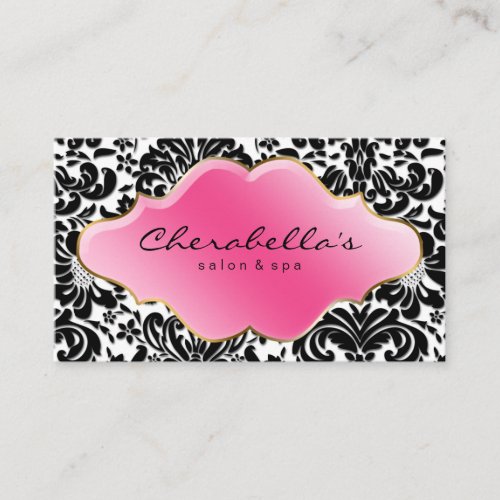 Salon Spa Business Card Pink Floral Damask