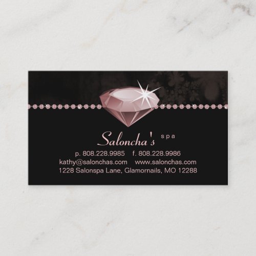 Salon Spa Business Card pink heart rhinestone
