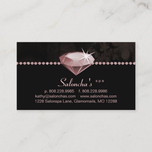Customizable Salon Spa Business Card pink heart rhinestone