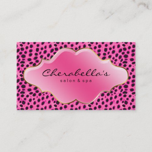 Salon Spa Business Card Pink Leopard