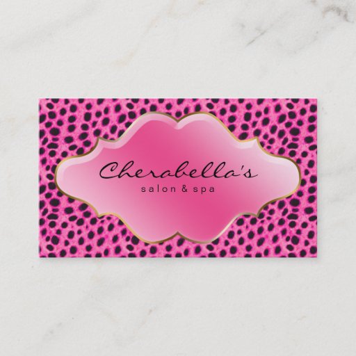 Customizable Salon Spa Business Card Pink Leopard