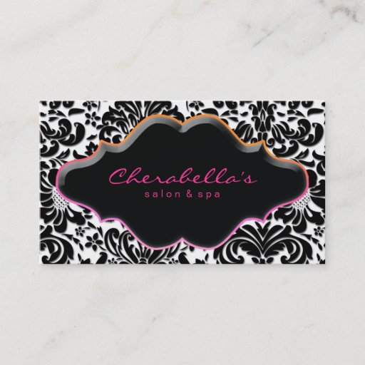 Customizable Salon Spa Business Card Pink Orange Elegant