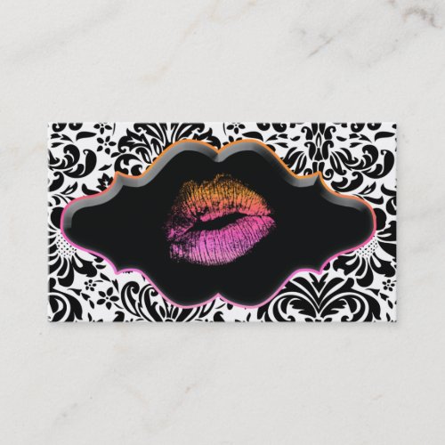 Salon Spa Business Card Pink Orange Lips