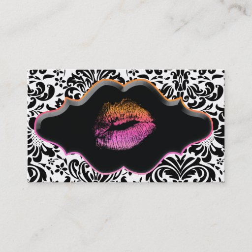 Customizable Salon Spa Business Card Pink Orange Lips
