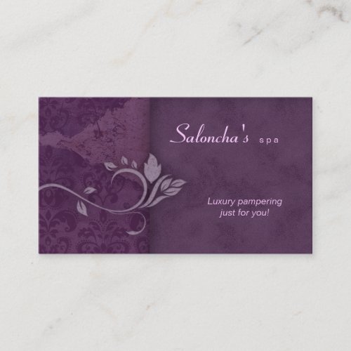 Salon Spa Business Card purple aged damask